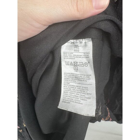 Old Navy Floral Dress Women XXL Black Bohemian Prairie Peasant Cottagecore - Picture 5 of 10